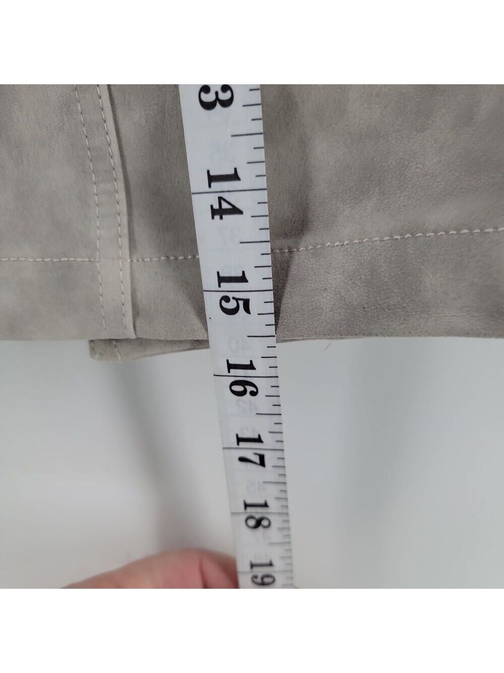 Free People NWT Faux Suede Mini Skirt Size 10 | Stone Gray Wrap Belted - Picture 13 of 13